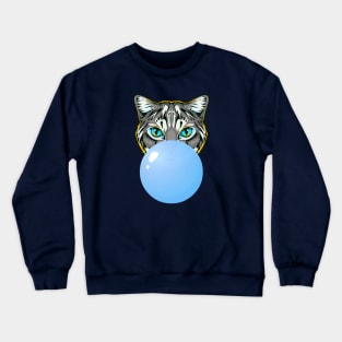 Blue Bubblegum Cat Crewneck Sweatshirt